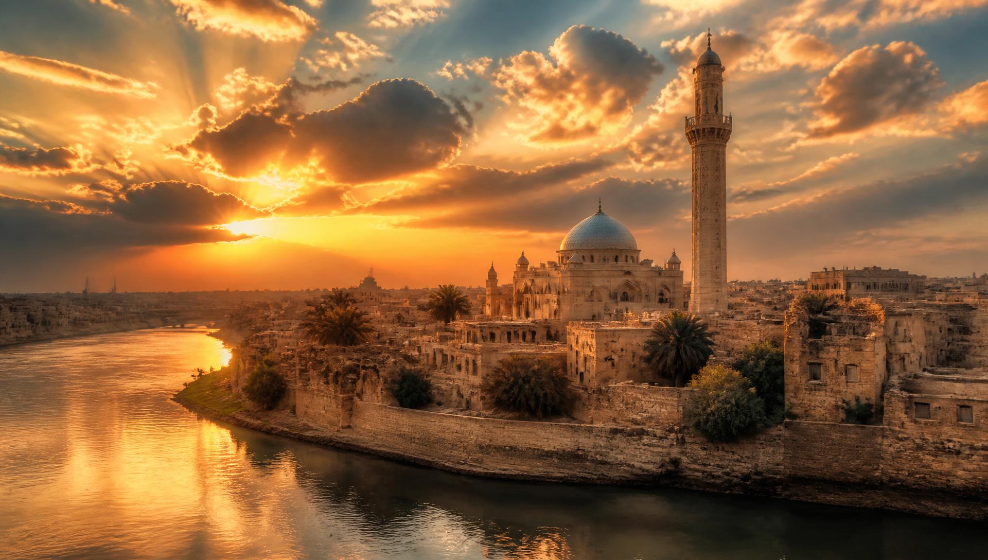 مدينة الموصل التاريخية عند الغروب